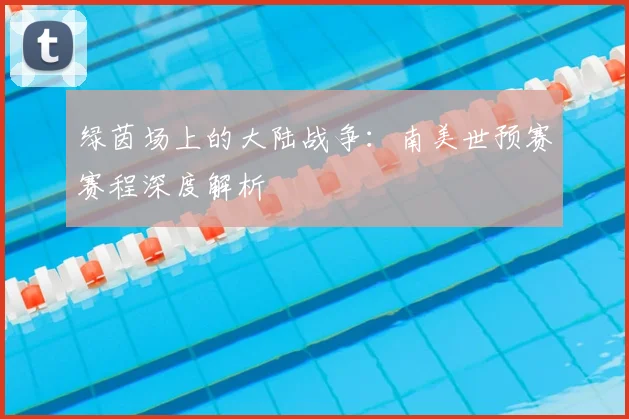 绿茵场上的大陆战争：南美世预赛赛程深度解析